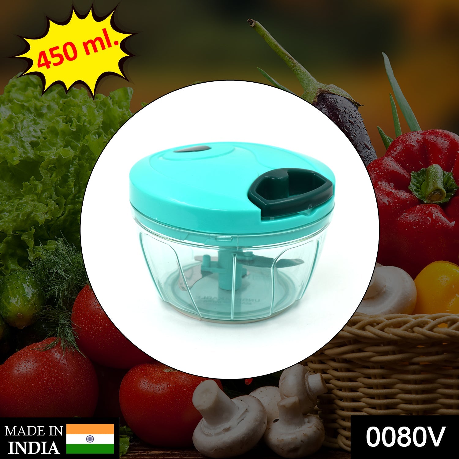 0080 V Atm Green 450 ML Chopper widely used in all types of household kitchen purposes for chopping and cutting of various kinds of fruits and vegetables etc. 0080 V Atm Green 450 ML Chopper widely used in all types of household kitchen purposes for chopping and cutting of various kinds of fruits and vegetables etc.